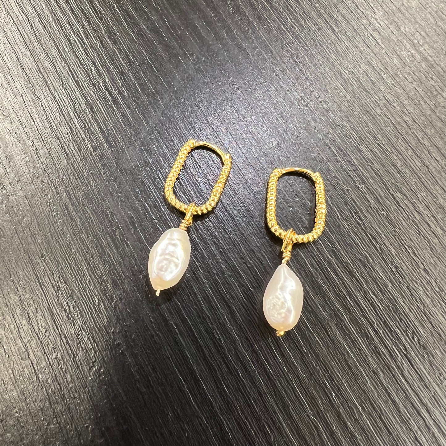 Yvonne Baroque Twisted Pearl and Drop Hoop Earrings