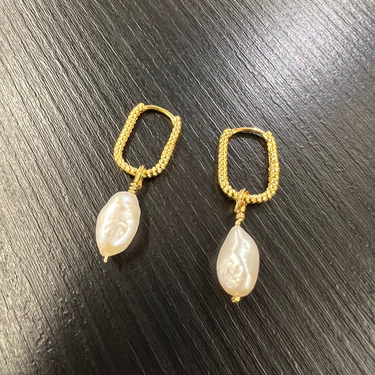 Yvonne Baroque Twisted Pearl and Drop Hoop Earrings