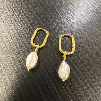 Yvonne Baroque Twisted Pearl and Drop Hoop Earrings