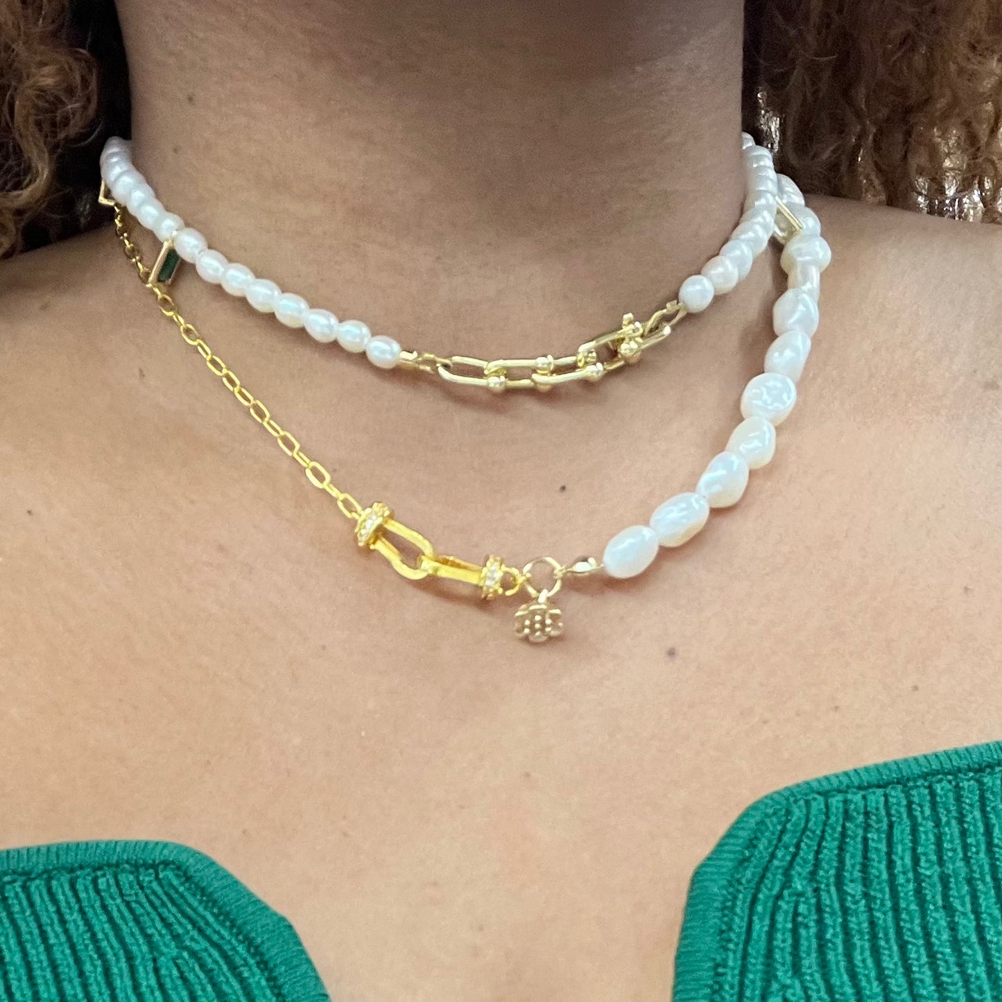 Louise Baroque Pearl and Gold Chain Necklace