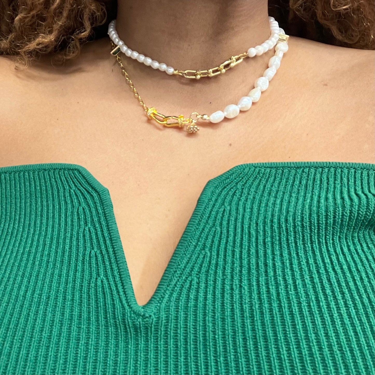 Louise Baroque Pearl and Gold Chain Necklace